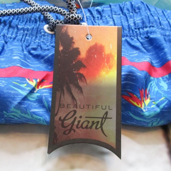 Beautiful Giant Tropical Island Swim Trunks - Picture 7 of 8